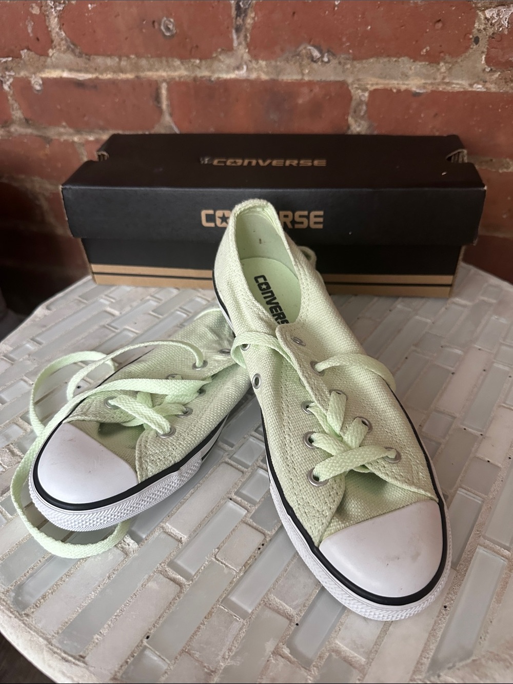 Converse Kids Low Top Sneakers - Pale Green & White - Picture 4 of 4